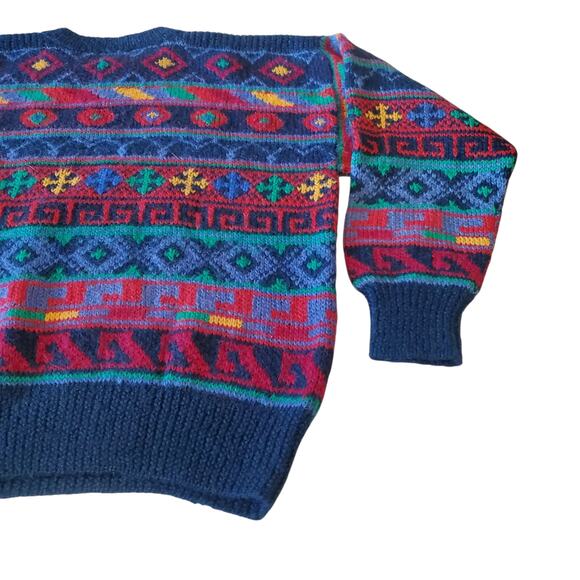 VTG Peruvian Connection Sweater M 100% Alpaca Bolivia Handmade Ethnic Geometric - Picture 9 of 12